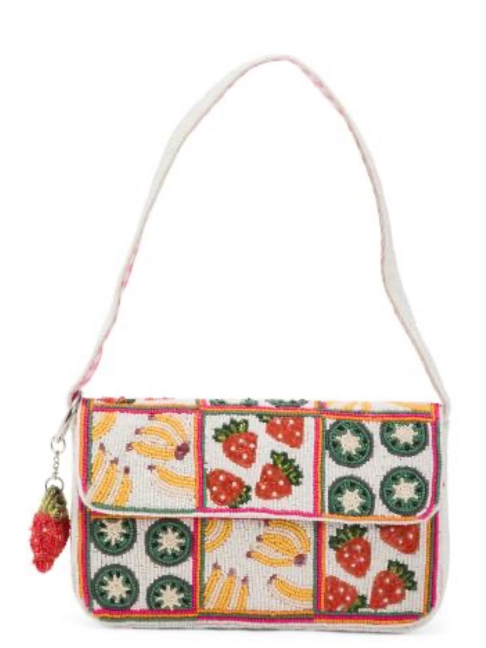Beaded Fruit Pattern Shoulder Bag in Multi